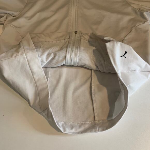Puma Jacket Womens M Medium White Fleece Lined Full Zip Mock Wind Warm Up Golf - Picture 10 of 13
